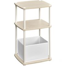 Table d'Appoint, Table de Chevet, 3 Étagère, Panier en Tissu, pour Chambre, Salon, Cadre en Acier, 30 x 34 x 58 cm, Moderne, Beige Naturel - Songmics