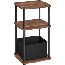 Table d'Appoint, Table de Chevet, 3 Étagère, Panier en Tissu, pour Chambre, Salon, Cadre en Acier, 30 x 34 x 58 cm, Moderne, Noyer Naturel - Songmics