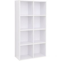 Libreria a 8 Cubi, Scaffale in Legno a Ripiani, Armadio Guardaroba Autoportante per Ufficio e Casa, di Colore Bianco