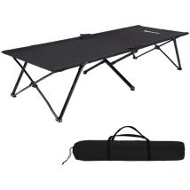 Songmics - Lit de camp Lit d'appoint Pliant Solide Confortable Pour les activités en plein air Camping Randonnée Charge max 240kg 206 x 75cm Noir