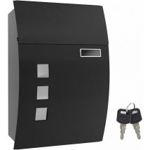 Mailbox, Wall-Mounted Lockable Post Letter Box with Viewing Windows, Nameplate, and Keys, Easy to Install, Black GMB30BK - Songmics