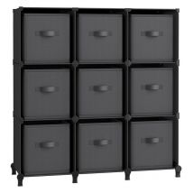 Meuble de Rangement avec Boîtes, Meuble à 9 Cases pour Vêtements, Étagères en Tissu Non-tissés, Personnalisable, Extensible, Gain de Place, Chambre,