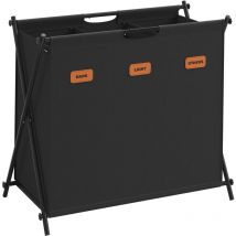 Panier à Linge, Corbeille à Linge, Trieur de Linge de 135 l, 3 Sections, Structure en x Pliable, Organisateur de Vêtements avec Étiquettes