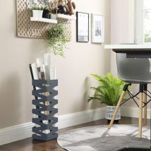 Porta Ombrelli in Metallo, Contenitore per Ombrelli Quadrato con 4 Gancetti e Vaschetta Scolapioggia Rimovibile, 15,5 x 15,5 x 49 cm, Grigio