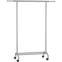 Porte-Manteau à Roulettes, Portant à Vêtements Extensible en Métal, avec Étagère de Rangement Surélevée, 40 x (83-120) x 156 cm, Capacité Totale 45