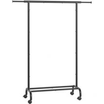 Porte-Manteau à Roulettes, Portant à Vêtements Extensible en Métal, avec Étagère de Rangement Surélevée, 40 x (83-120) x 156 cm, Capacité Totale 45