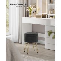 Songmics - Puff Almacenaje, Baul Almacenaje, Banco Almacenaje Redondo, Taburete de Tocador de Terciopelo, 39 x 44,4 cm, 4 Patas de Metal, Asiento