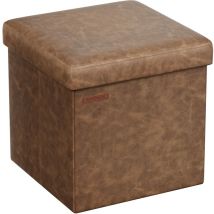 Puof Contenitore Da 38 Cm, Cassapanca Pieghevole, Poggiapiedi, Pu, Portante Di 300 Kg, Per Ingresso, Soggiorno, Camera Da Letto, Marrone Caffè 