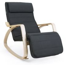 Songmics - Fauteuil à Bascule, Chaise berçante, avec Repose-Pieds réglable à 5 Niveaux, avec Oreiller, Housse en Coton, Capacité de Charge 150 kg,