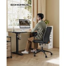 Songmics - Silla de Oficina Giratoria, Silla de Ordenador, Superficie de pu Fácil de Limpiar, Altura Ajustable, Cómodo Respaldo y Asiento Curvo,