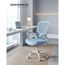 Silla de Oficina, Silla de Escritorio, Silla Giratoria de Malla, Silla de Ordenador Ergonómica, Soporte Lumbar, Oscilante, Asiento 53 cm, Apoyabrazos