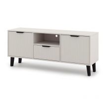 Sonia – Moderner TV-Schrank mit gerillter Front – 2 Türen, 1 Schublade – Kaschmirbeige