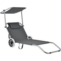 Sonnenliege Falun mit Dach und Rollen Anthrazitgrau Casa.pro