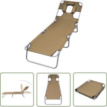 The Living Store Sonnenliege Klappbar Kopfkissen Verstellbare Rückenlehne Taupe - Sonnenliege - Gartenliege - Liege - Outdoor Möbel - Relaxen