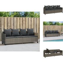 Sonnenliege mit Kissen Grau Poly Rattan - Sonnenliege - Gartenmöbel - Outdoor Möbel - Liege - Relaxen Im Garten