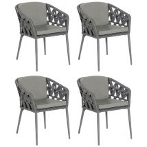 Sonnenpartner - 4er-Set Gartensessel Fairmont Aluminium mit Polyrope schwarzgrau Gartenstuhl Sessel