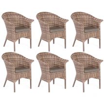 Sonnenpartner - 6x Garten-Sessel Cayman Aluminium/Polyrattan nature-mix Gartenstuhl