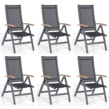 Sonnenpartner 6x Klappsessel Florida Aluminium anthrazit/Textilen schwarz Klappstuhl