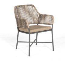 Diningsessel Toulouse Aluminium mit Polyrope dark-wood Relaxsessel Garten-Sessel - Sonnenpartner