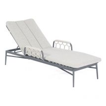 Lounge-Liege Yale Aluminium mit Polyrope silbergrau mit Auflage Relaxsessel Gartenlieg - Sonnenpartner