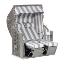 Strandkorb Classic 2-sitzer Halbliegemodell Anthrazit/grau Mit Sonderausstattung - Sonnenpartner