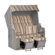 Strandkorb Rustikal 34 z xl Stoff Nr.1235, 2-Sitzer, Halbliegemodell, PE-Kunststoffgef - Sonnenpartner
