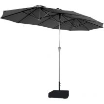 Sekey - Sonnenschirm 400 x 220 cm Doppel Donnenschirm mit Ständer Doppelsonnenschirm Garten,Grau