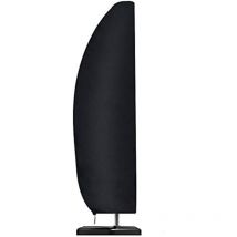 Ersandy - Sonnenschirm-Abdeckung, 210D Oxford-Gewebe, wasser-, wind-, uv- und reißfest, extra groß, mit Reißverschluss, Schwarz, 265 x 40/70/50 cm
