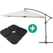 Habitat Et Jardin - Ampelschirm aus Alu 'Ilios 3' - Viereckig - 3 x 3 m - Ecru - Platten inbegriffen