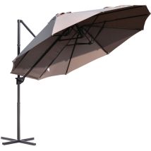 Sonnenschirm Doppelsonnenschirm Oval 445x260cm Ampelschirm Mit Kurbel Schirmständer Gartenschirm Kurbelschirm, Marktschirm Für Garten Braun