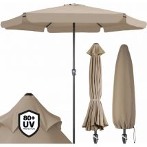 Sonnenschirm uv Schutz 80+ mit Schutzhülle 330 cm Balkon Kurbel Strandschirm Groß Wasserabweisend Aluminium Windöffnung Gartenschirm Rund taupe