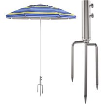 Sjqka - Sonnenschirmständer Mit Rasenspießen, Abnehmbarer Sonnenschirmständer Für Angeln, Garten, Strand (silber)