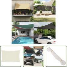 Longziming - The Living Store Sonnensegel Oxford-Gewebe Rechteckig 2,5x5 m Creme - Sonnensegel - Sonnenschutz - Gartensonnensegel - Oxford-Gewebe