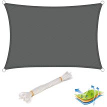 Sonnensegel Rechteck wasserabweisend Sonnenschutz Polyester Windschutz mit uv Schutz für Garten Terrasse Camping, 4x6m Grau - Woltu