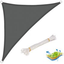 Sonnensegel Dreieck wasserabweisend Sonnenschutz Polyester Windschutz mit uv Schutz für Garten Terrasse Camping, 5x5x7m Grau - Woltu