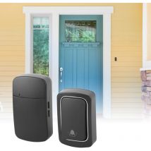 Trimec - Sonnette de porte sans fil auto-alimentée pour l'extérieur Sonnette de porte de bienvenue Ding Dong Noir-