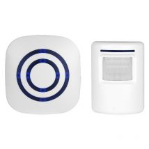 Promotion BeiLan Sonnette sans Fil Kit de Carillon de Porte Electrique avec 1 Récepteur et 1 Détecteur de Mouvement PIR Capteur Alerte Visiteur