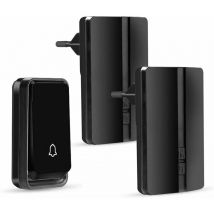 ZVD - Sonnette sans fil étanche - 2 Récepteurs - Couverture 500 pieds à l'extérieur - Noir