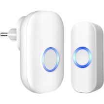 Sonnette sans fil exterieur etanche,150M Sonnette de Porte IP44 Étanche Carillon Electronique,Kit de Carillon avec Récepteurs Enfichables pour la