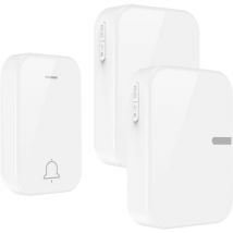 Kabellose Türklingel, kabellos, batteriebetrieben, wasserdichte Türklingel für Zuhause, 38 Klingeltöne, 4 einstellbare Lautstärken (1 Taste und 2