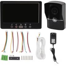 Jeffergarden Sonnette vidéo écran HD 6 langues 16 sonneries 2 unités interphone vidéo sonnette avec coque de pluie AC100V-240V prise ue