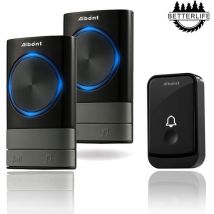 Niceone - Sonnettes sans Fil, 45 Mélodies 5-Niveaux Volum et, IP55 Étanche Carillon sans Fil, Kit de Carillon avec 300 Mètres, led Flash, 2Récepteur