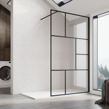 Sonni - 8mm Walk in Paroi de douche Paroi de douche noire nano verre véritable 100x200cm