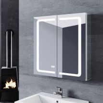 Sonni - Aluminium Spiegelschrank led 65x65x13.3cm mit Beleuchtung mit Touch Steckdose Beschlagfrei Badschrank Badspiegel