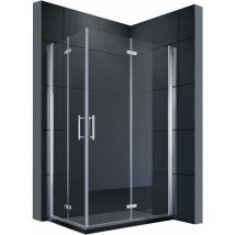 Sonni - Cabine de douche accès d'angle avec porte bi-pliage 180o nano verre hauteur 195cm les deux côtés pliable Paroi de douche 80x120 cm