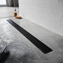 Sonni - Canaletta Di Scarico per Doccia in Acciaio inox Canalina Doccia con filtro per capelli Canalina Scarico Doccia Nero 80 cm