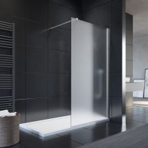 Sonni - Douche à l'italienne140x200 cm avec stabilisateur en verre plein satiné 8 mm y compris nano-revêtement