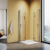 Sonni - Duschkabine 80x80cm Eckeinstieg Dusche 180°Falttür Duschabtrennung Faltbar 6mm nano Glas H:195cm