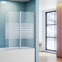 Duschkabine Badewannenaufsatz Glas Dusche 2-teilig mit Seitenteil Streifen Satinie esg 140(B)x120(H)cm - Sonni
