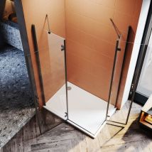 Sonni - Duschkabine Eckeinstieg Falttür 80x120x195cm Duschabtrennung 6mm nano esg- Sicherheitsglas Schwarzer Aluminiumrahmen